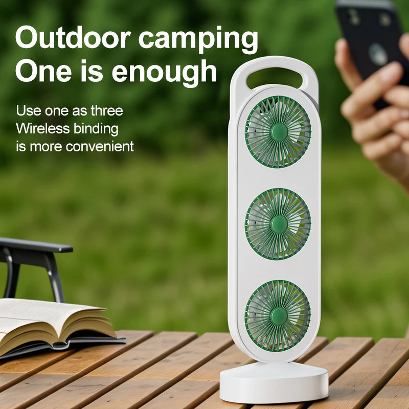 Triple Outlet USB Rechargeable Desktop Fan – 3-Speed Portable Portable Desktop Fan HIP