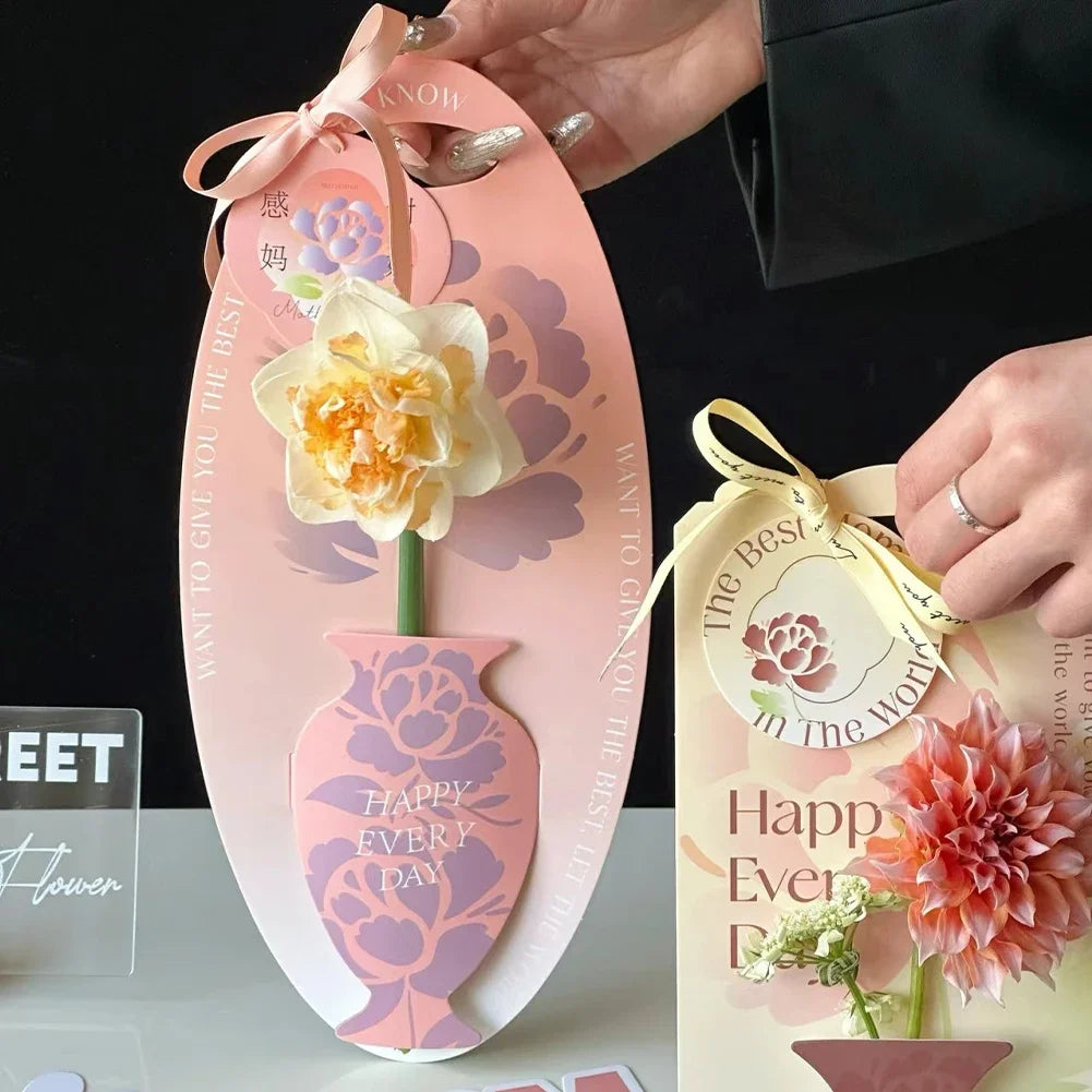 Single Flower Bouquet Wrapping Paper Box Flower Packaging Box Rose Paper Card Carnation Packaging Cardboard DIY Creative Gifts HIP