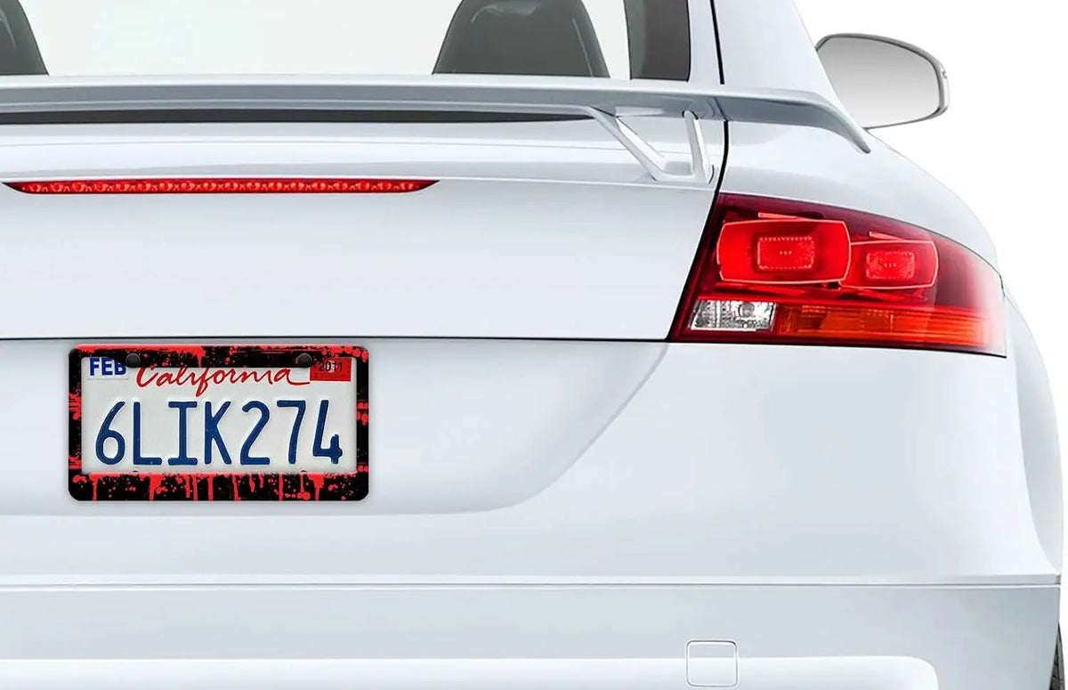 2-Pack Red Blood Pattern Metal License Plate Frames – Universal License Plate Frame HIP
