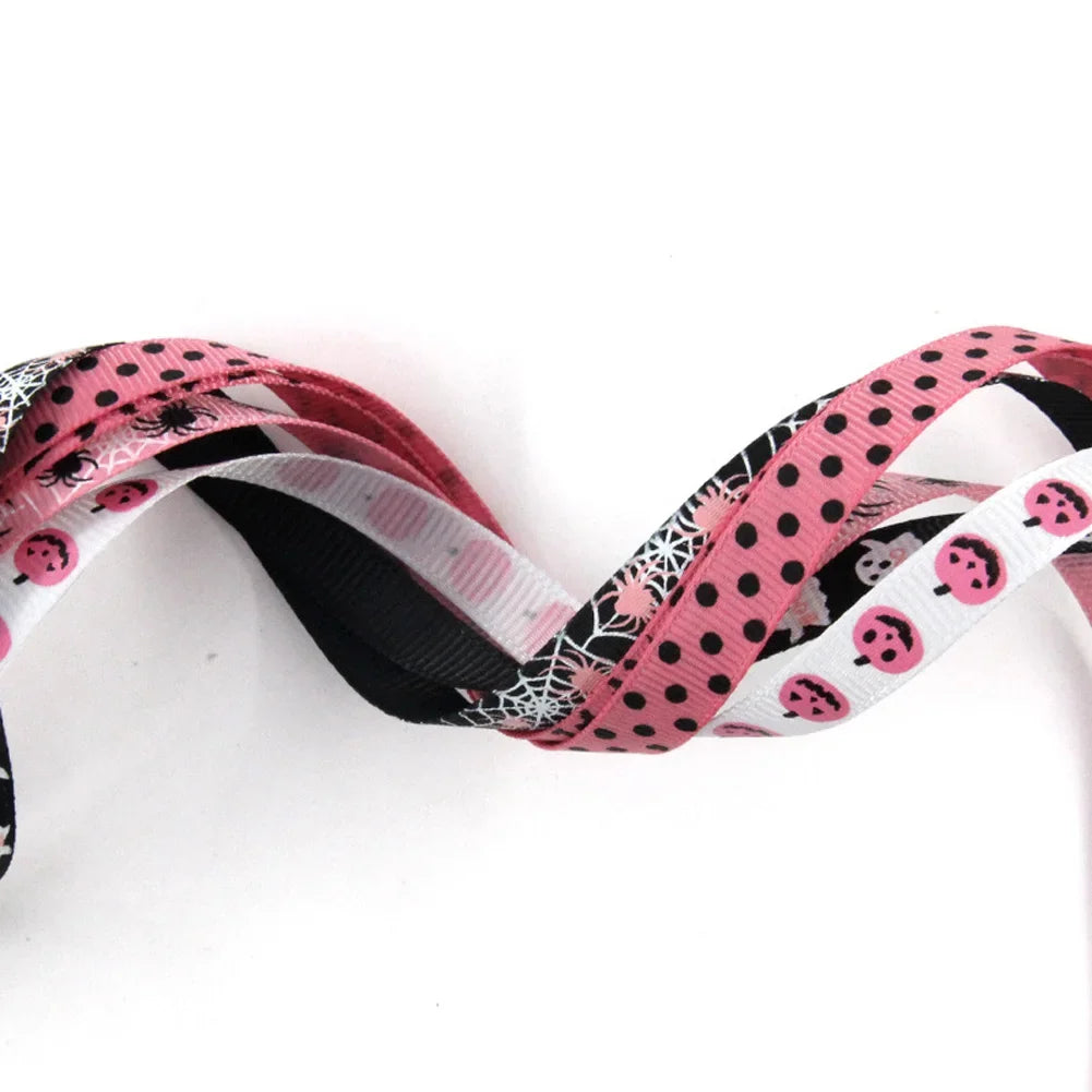 10Yards/roll Halloween Themed Flower Ribbon Pumpkin Ghost Print Wrapped Ribbon Bow Ribbon DIY Holiday Decoration Material Ribbon HIP