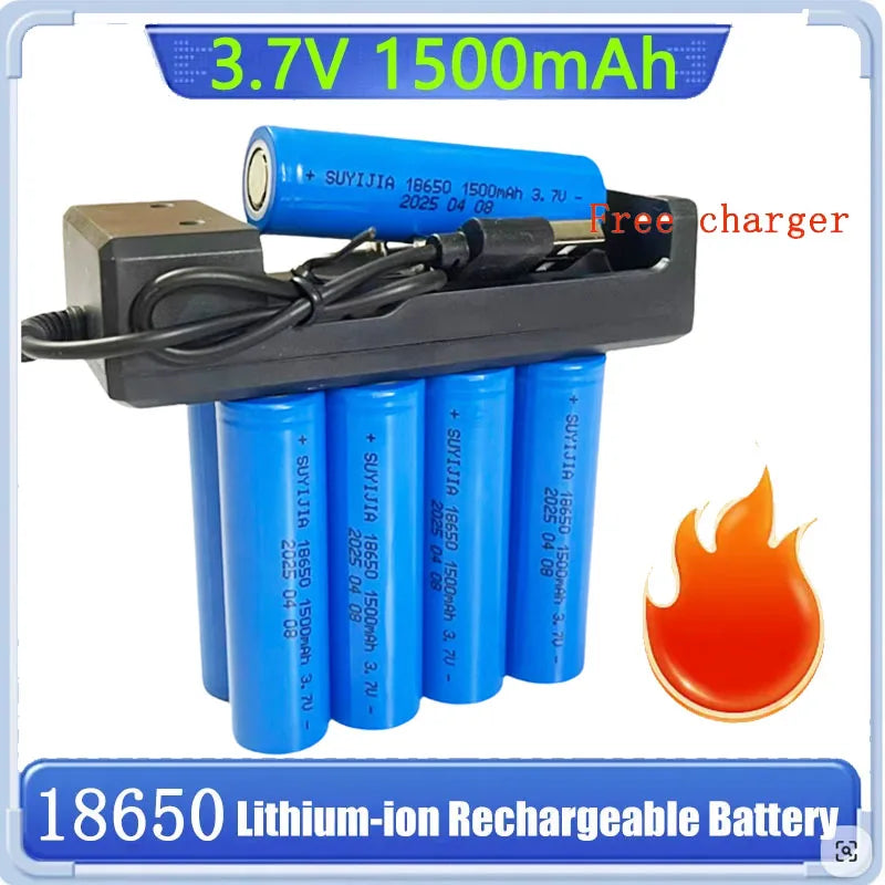 SUYIJIA 18650 3.7V 1500mAh Li-Ion Battery + Free Charger Rechargeable Battery Kit HIP