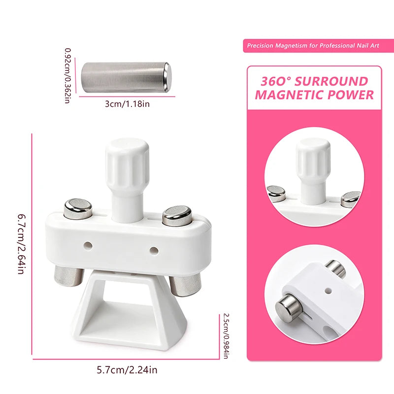 Rotatable Glass Bead Gyroscope Cat Eye Magnet Strong Quick Absorb 3D Magnetic Nail Art Cat Eye Effect Nail Supplies Nail Polish HIP White WIthMagnet-1Pc