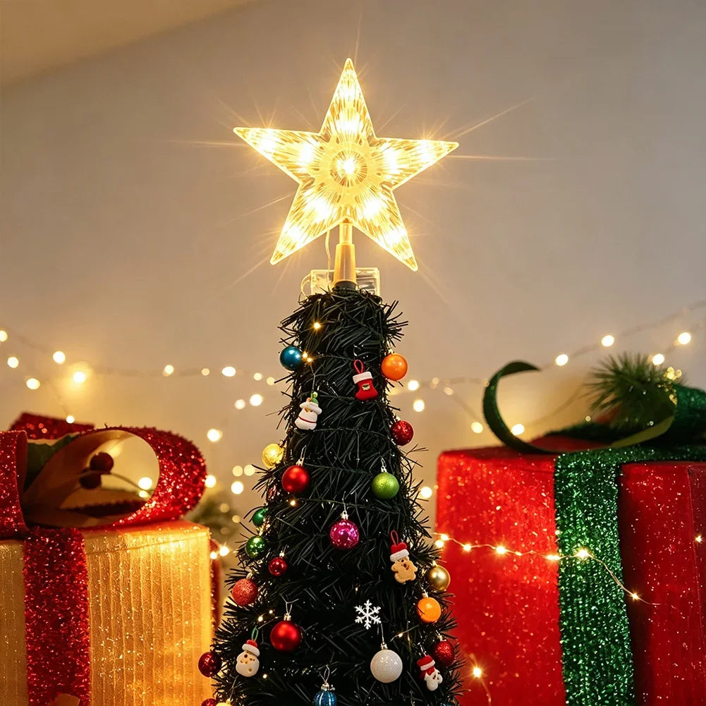 RGB LED Color Changing Five-Pointed Star Christmas Tree Topper 18Cm/22Cm With 28-Key Remote Xmas Home Decor HIP