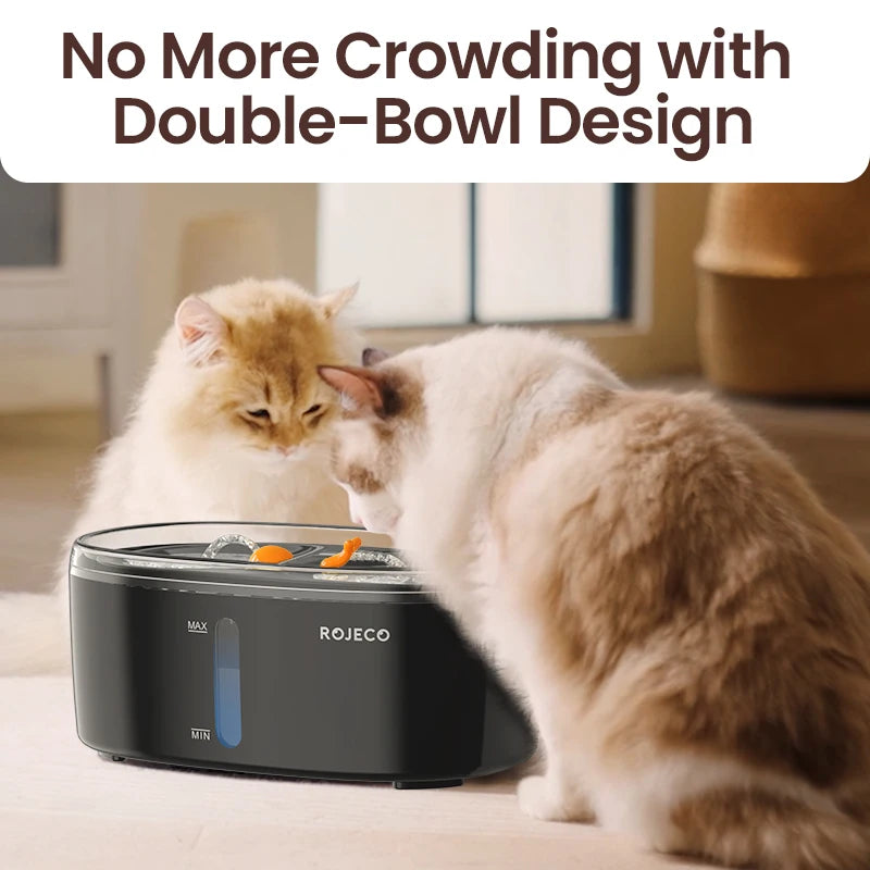 ROJECO Automatic Cat Water Fountain 2.5L Water Dispenser For Multiple Pets Smart Fountain Drinker For Pet Cat Kitten Dual Bowls HIP
