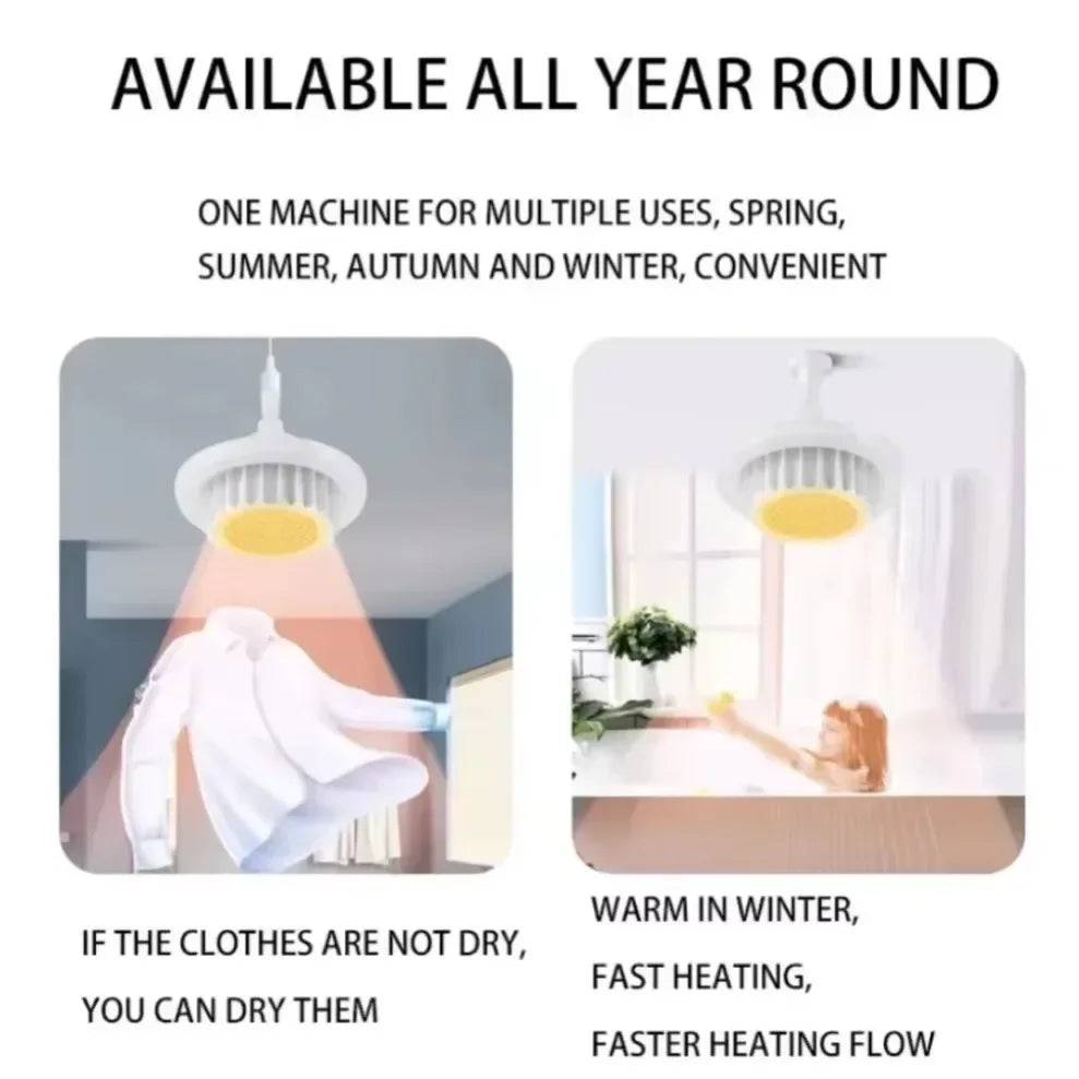 600W E27 Ceiling Fan Heater Light – Remote Dimmable LED Ceiling Fan Heater Light HIP