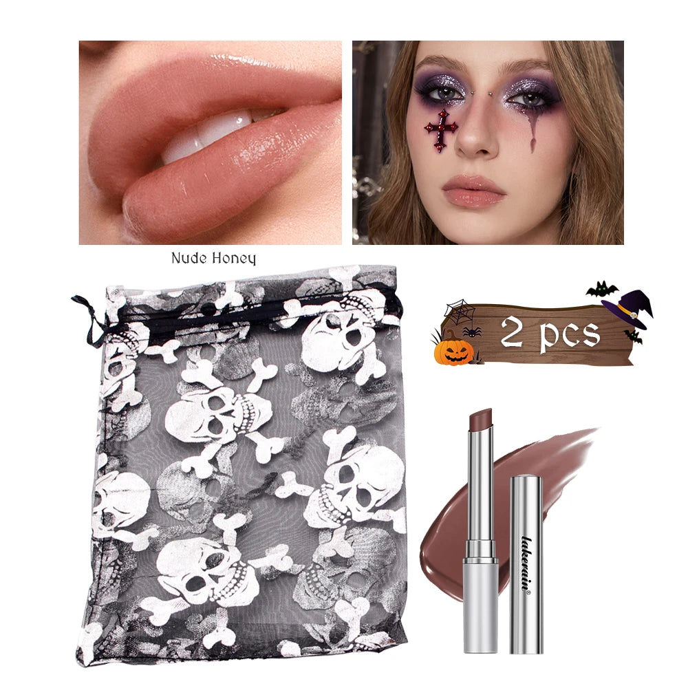 Halloween Makeup Honey Lipstick Tinted Lip Balm Lip Stain Moisturizing Nourishing For All Skin Tones Women Lip Cosmetic Black HIP set3