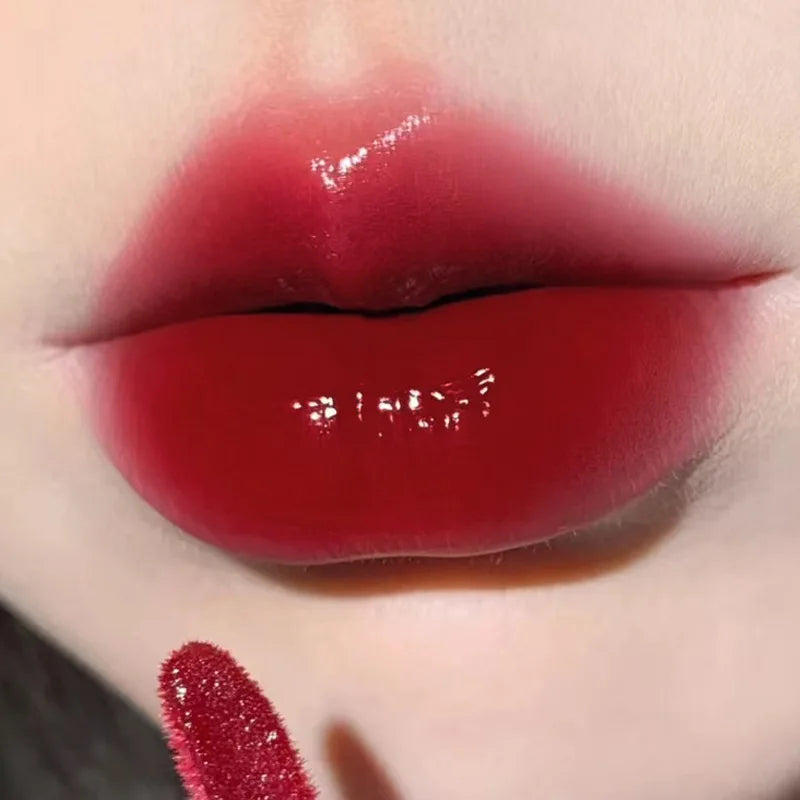 New Jelly Mirror Lip Glaze Water Lipgloss Sexy Red Lip Tint Liquid Lipstick Long-lasting Moisturizing Natural Beauty Lip Makeup HIP 03