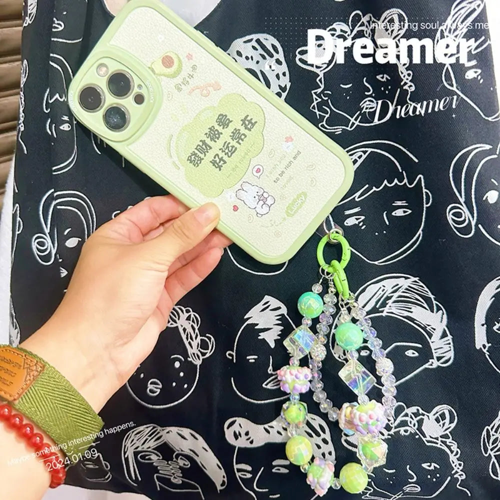 Cube Beaded Phone Strap – Hand-Painted Glass Charm Keychain Phone Charm Strap HIP