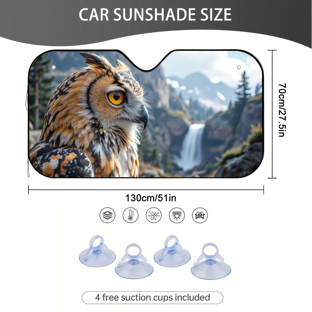 Owl Print Windshield Sunshade – UV-Blocking Car Sun Shield Car Windshield Sunshade HIP