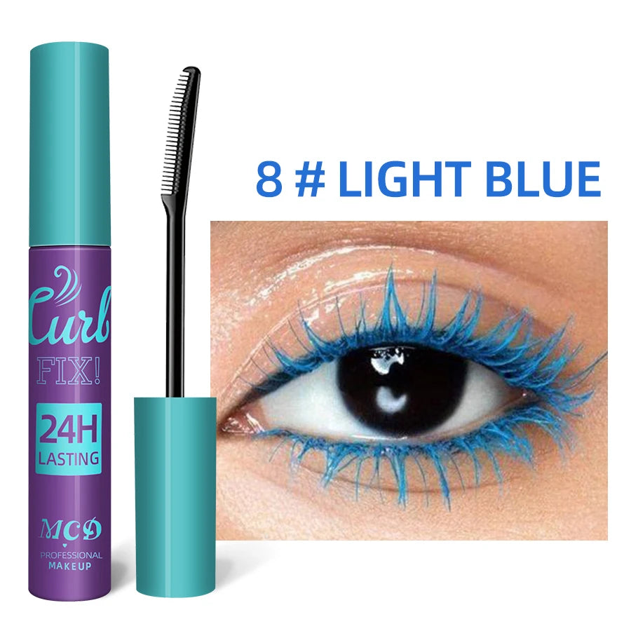 Colorful Slender Mascara Waterproof Fast Drying Curling Eyelashes Multicolor Lashes Makeup Long Lasting Blue Green Cosmetic HIP 8