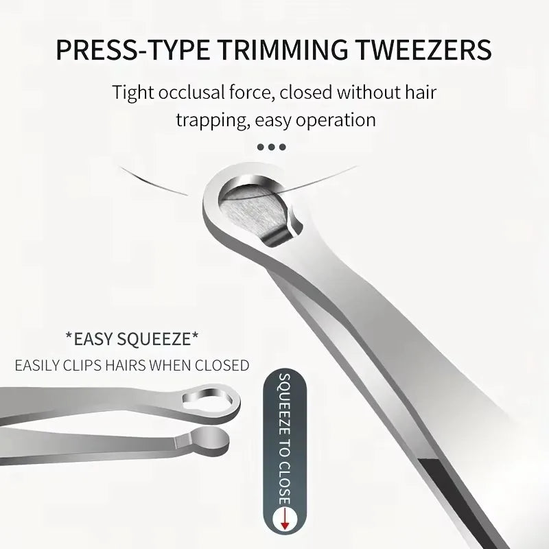 Stainless Steel Nose Hair & Eyebrow Trimmer Tweezers Grooming Tweezers HIP