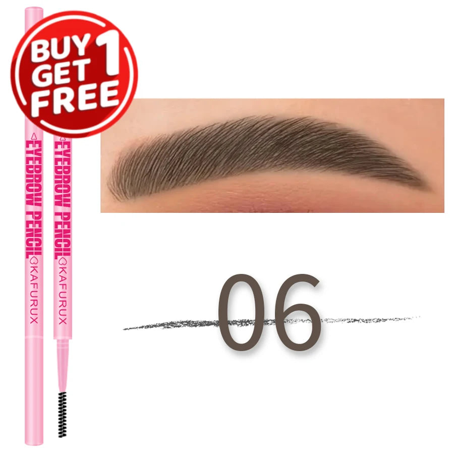 KAFURUX 6-Color Ultra-Fine Waterproof Eyebrow Pencil & Brush Eyebrow Pencil HIP 06