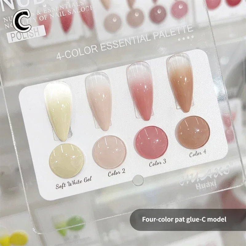 No‑wash Air Cushion Patting Gel Nail Polish 6 Colors Solid Painting Gel High Saturation Pigment Nail Gradient Blush Concealer HIP 4 Colors C