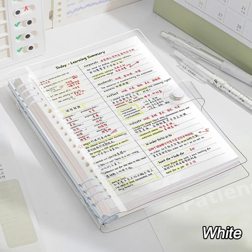 A5 Loose-Leaf Binder Notebook – Daily & Weekly Planner Binder Notebook Planner HIP White