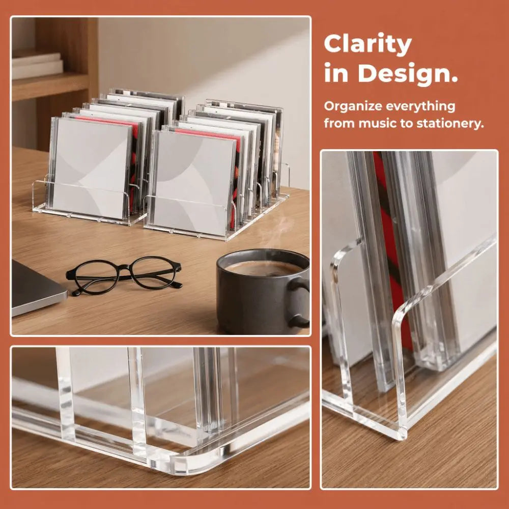 7-Grid Acrylic CD & Vinyl Record Display Shelf Organizer Acrylic Storage Shelf HIP