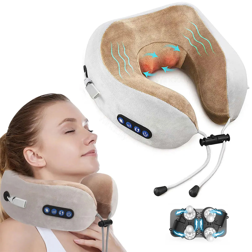 PAQIN U-Shape Neck & Shoulder Vibrating Massager USB Neck Pillow Massager HIP