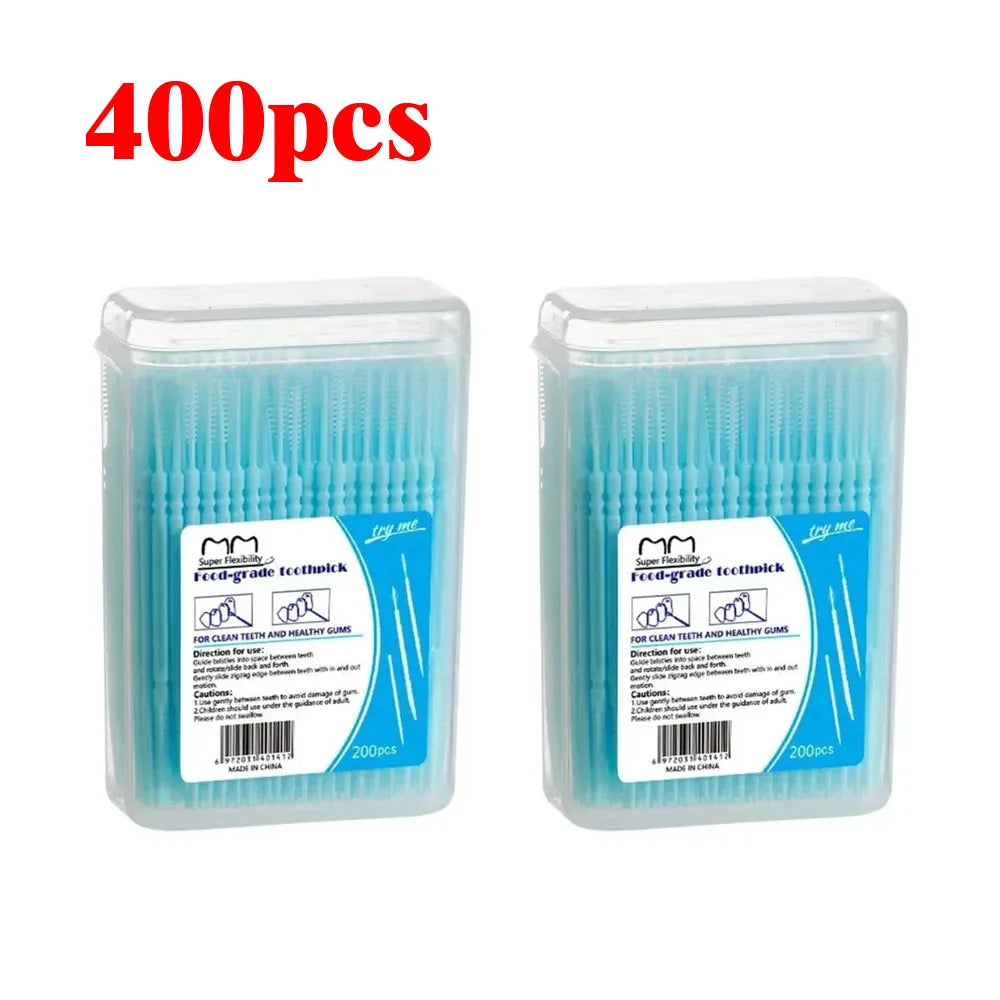 RUZOFO Double-Headed Interdental Toothpicks 120/200 PCS Box Interdental Toothpick HIP C685-Blue 400pcs