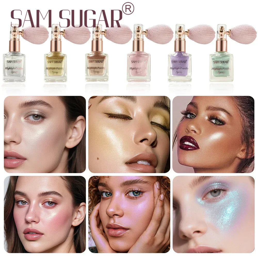 SAM SUGAR Fine Glitter Highlighter Spray – Face & Body Shimmer Highlighter Spray HIP