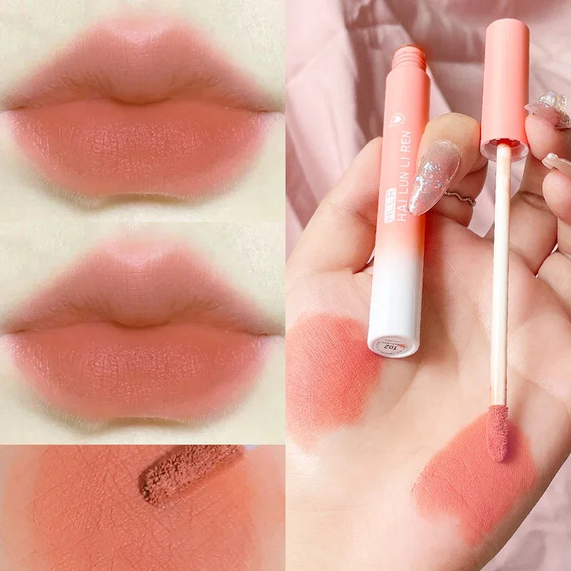 Matte Lipstick Lip Gloss Light Thin Texture Lips Tint Long Lasting Lip Mud White Peach Lip Glaze For Lips Women Cosmetic HIP