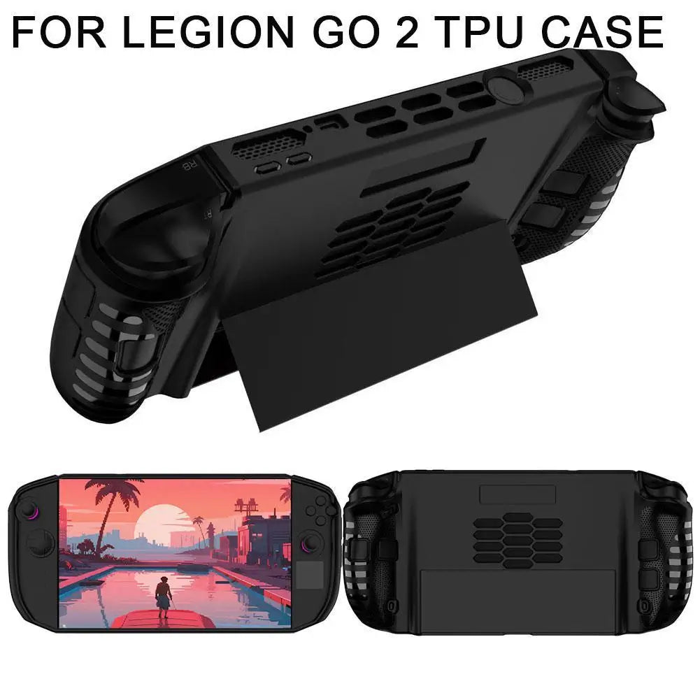 For Legion Go 2 TPU Soft Protective Case Anti-Scratch Handle Game Console Protective Cover With Kickstand Ergonomic Grip HIP