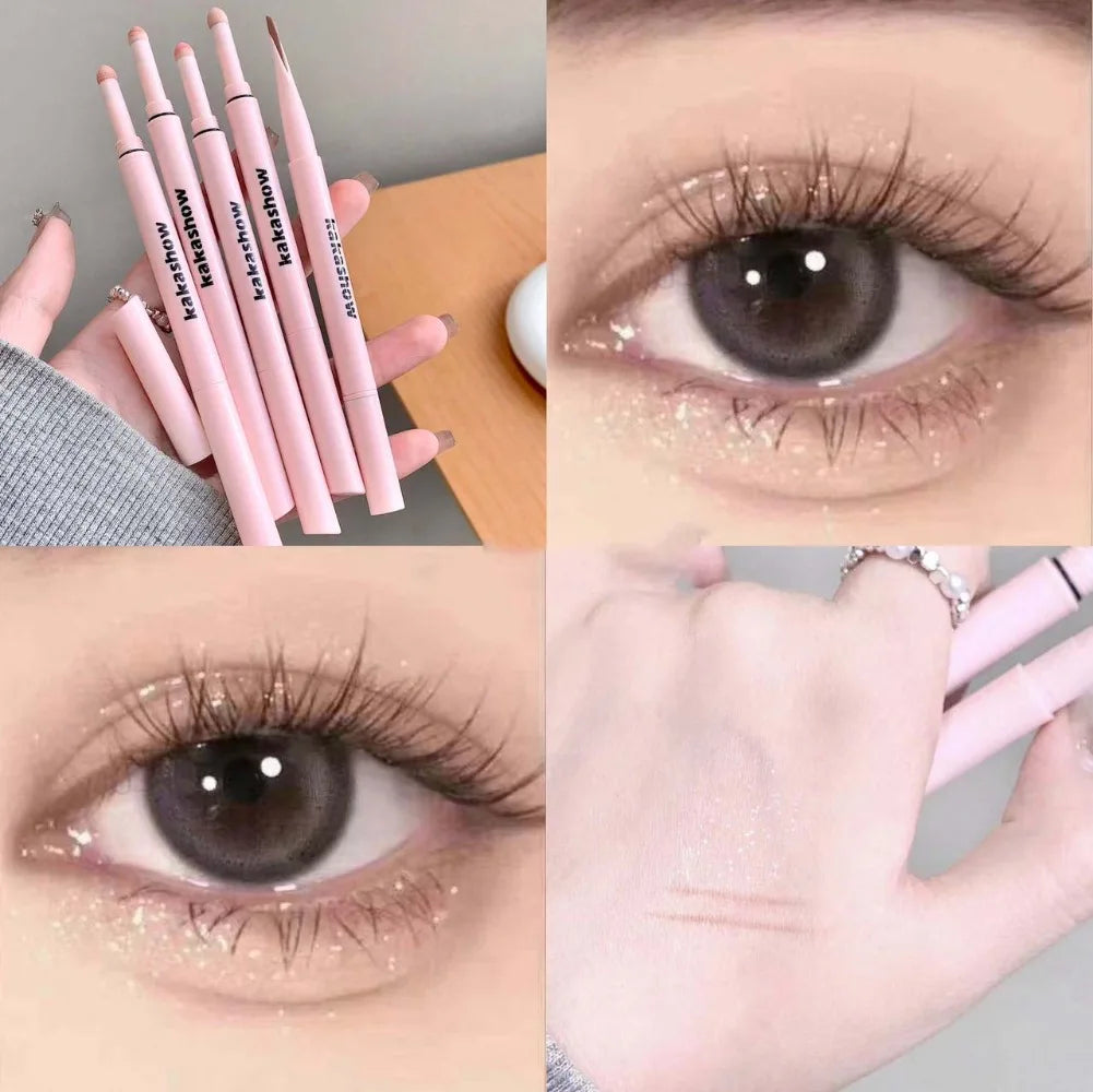 Double-end Lying Silkworm Eyeliner Pencil Diamond Glitter Matte Aegyosal Pen Brightening Cream Shadow Highligher Eye Makeup HIP 04-kakashow