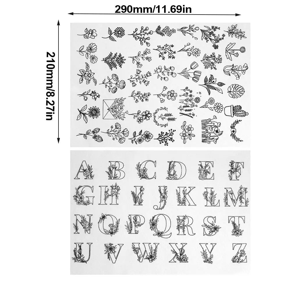 Water Soluble Floral Embroidery Paper Sheets – 2-Pack DIY Kit Embroidery Stabilizer HIP