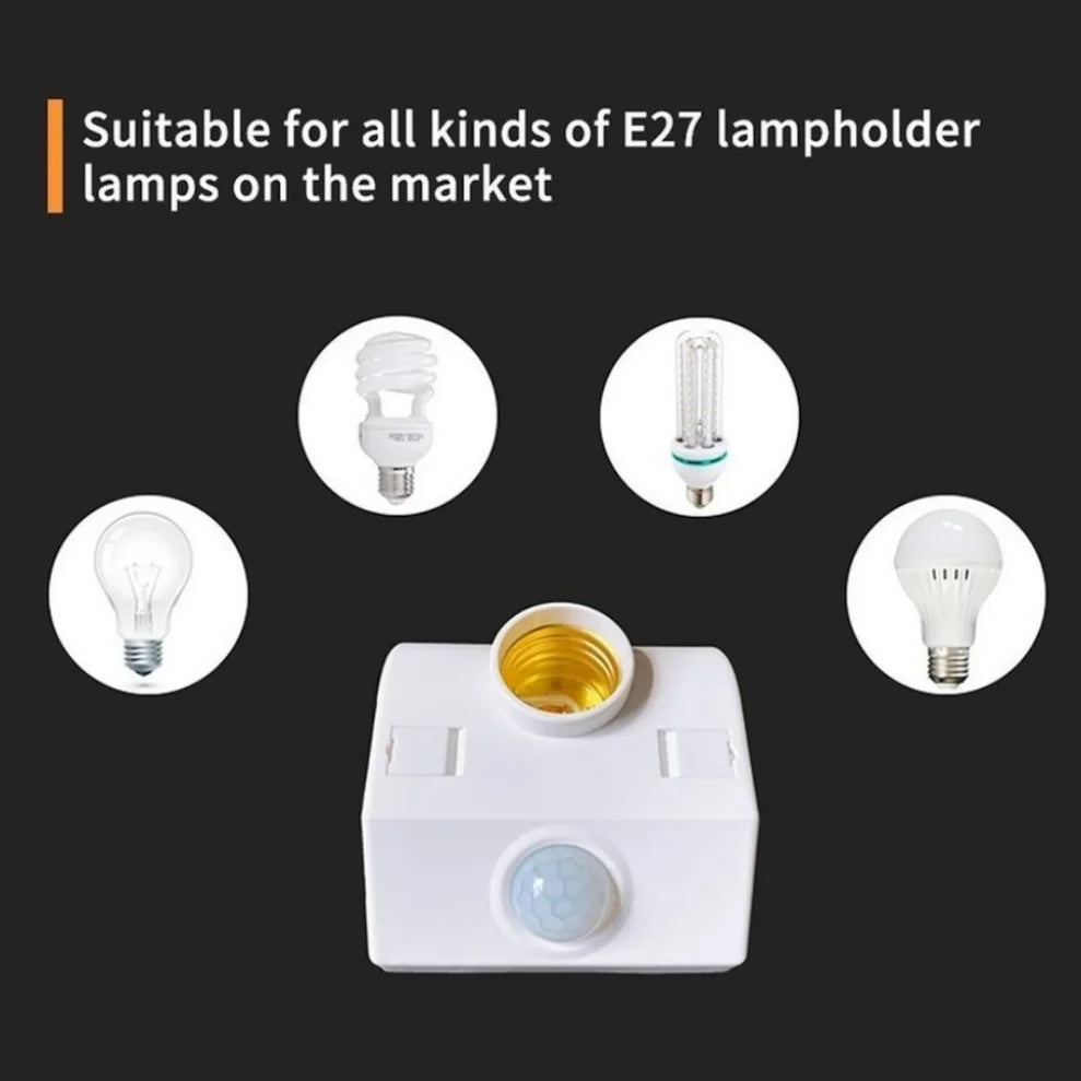 E27 PIR Motion Sensor Bulb Socket Adapter 85V–265V 100W Motion Sensor Socket HIP