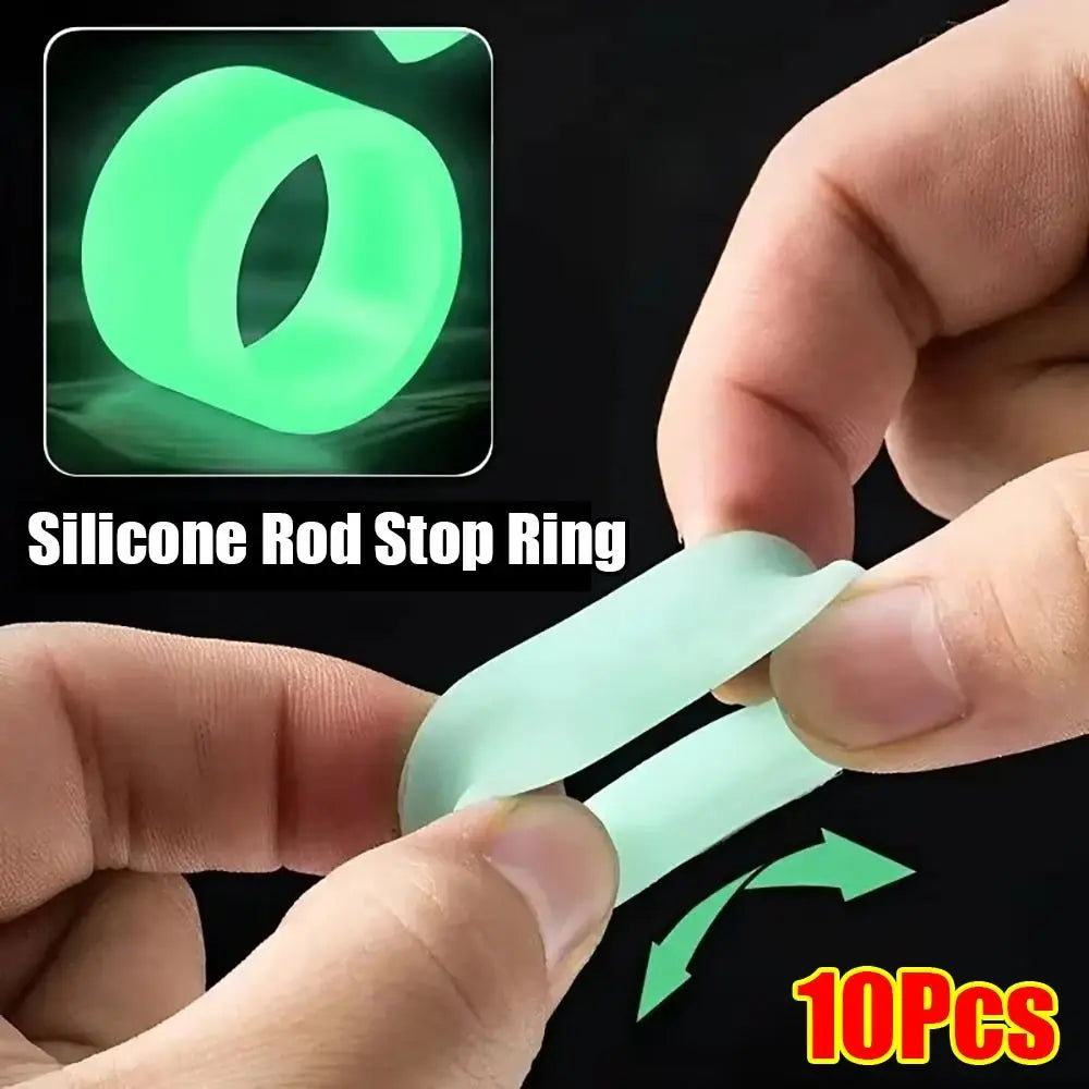 10-Pack Luminous Silicone Fishing Rod Stop Rings Anti-Slip Fishing Rod Stop Rings HIP