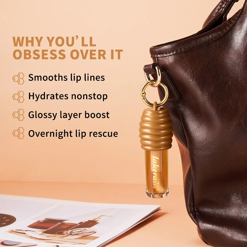 Lip Honey Lip Oil Lip Plumper Hydration Long Lasting Moisturizing Smooth Nourishing Non Sticky Bag Clip Ring Cosmetics Lip Balm HIP