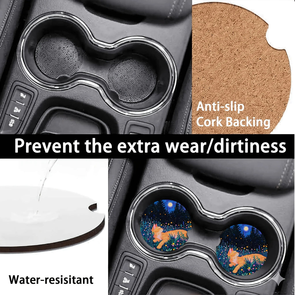 2-Pack Car Cup Holder Anti-Slip Coaster Mats | Beverage Mats Car Cup Holder Mat HIP