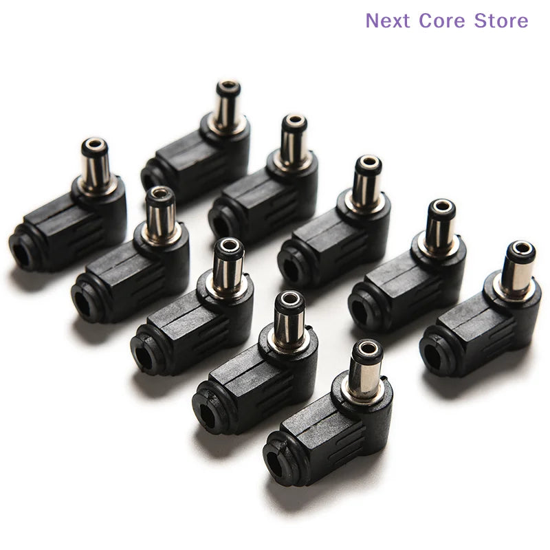 10-Pack Right Angle DC Power Male Plug 2.1x5.5mm Connectors DC Power Connector HIP