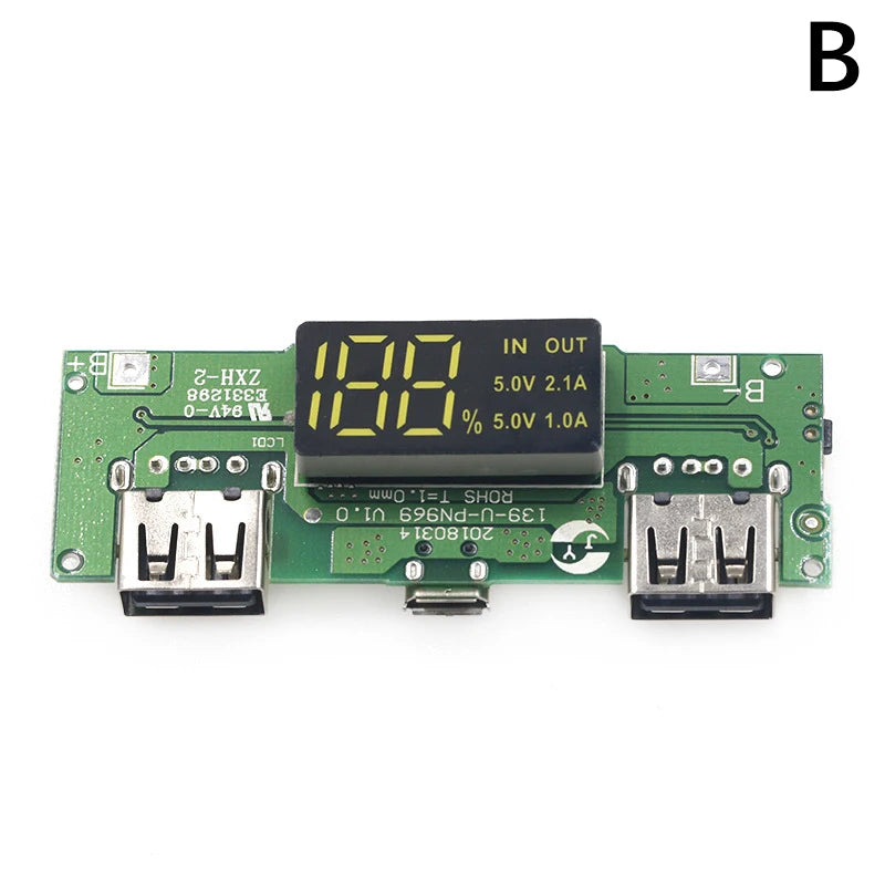 LED Dual USB 5V 2.4A 18650 Power Bank Lithium Charger Board Battery Charger Module HIP 5V 2A