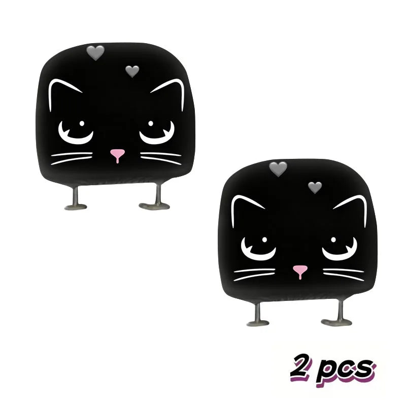 2-Pack Cat Face Car Headrest Covers – Elastic Fit | HIP Car Headrest Cover HIP 1