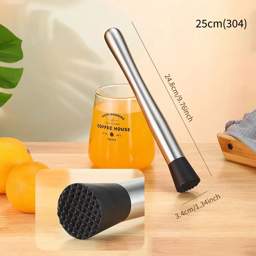 Cocktail Shaker Steel Wine Mixing Stick Muddler Cocktail Stirrer Shaker Ice Crusher Barware Tool Wine Accessories Home Bars HIP 25cm(304)