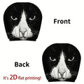 Black & White Cat Print Car Headrest Cover – 2D Flat Car Headrest Cover HIP black