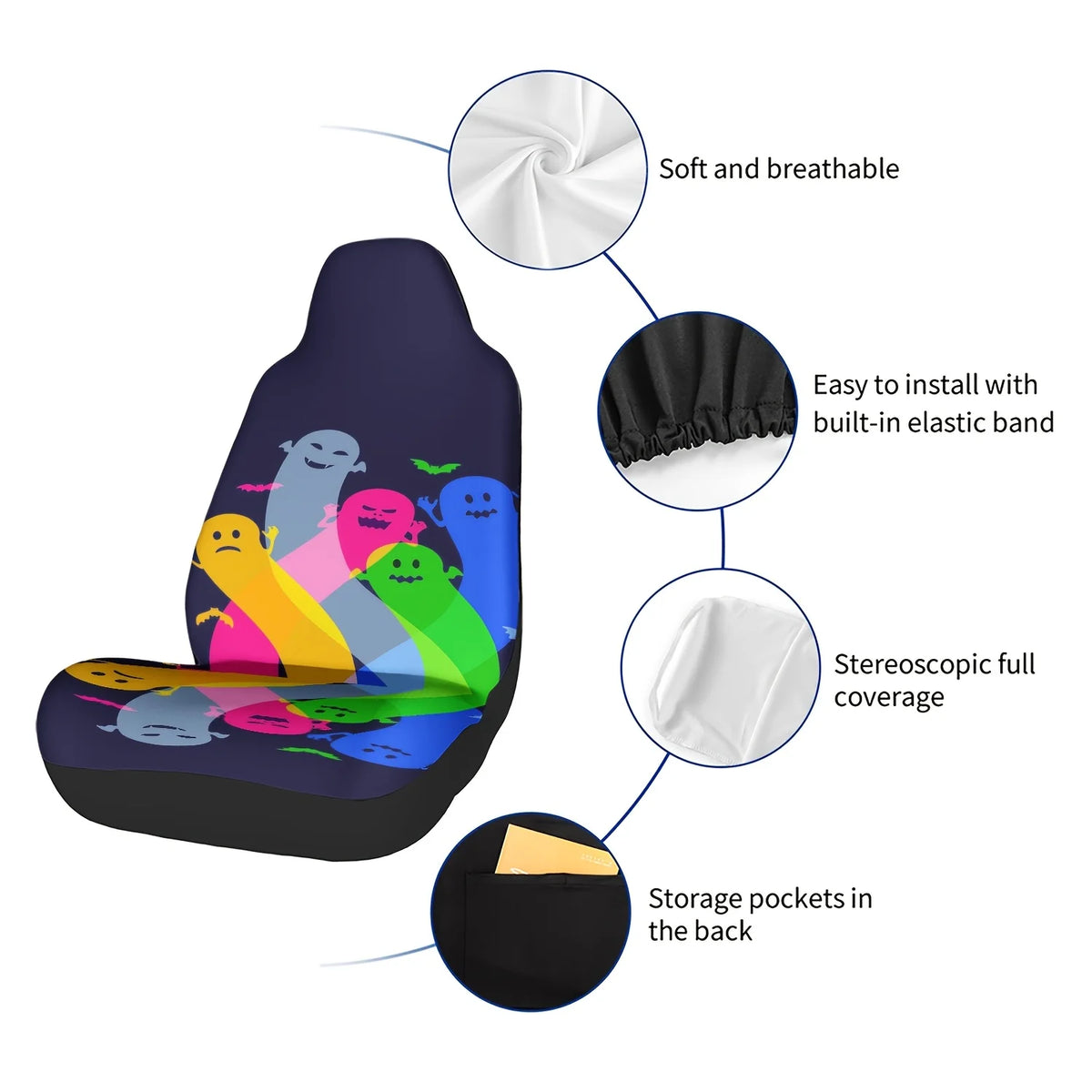 Ghost Night Sky Car Seat Cover – Easy Install, All Seasons Car Seat Cover HIP