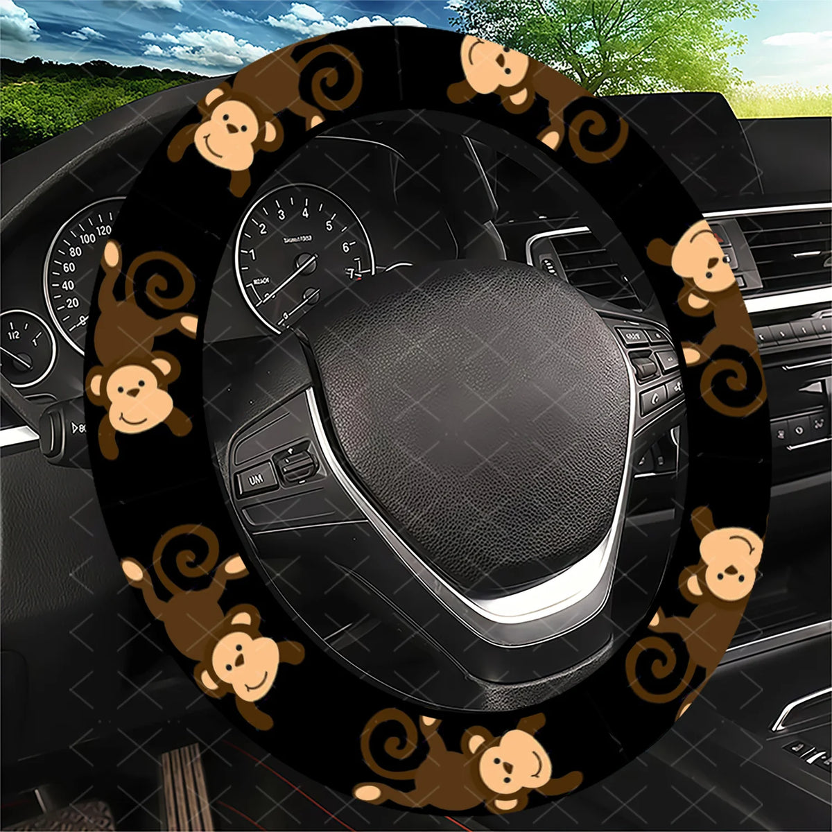Monkey Steering Wheel Cover – Universal Fit for Cars & SUVs Steering Wheel Cover HIP black