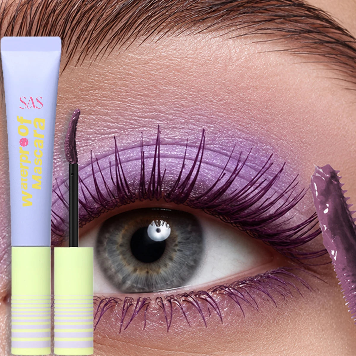 Colored Mascara Waterproof Smudge Resistant Long Lasting Purple Blue Brown Mascara Slender Curling Extended Eye Lashes Makeup HIP 03Purple