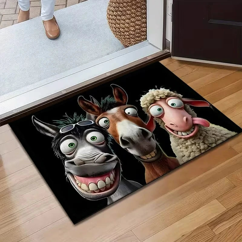 Cartoon Animal Trio Doormat – Anti-Slip, Washable | Home Décor Decorative Doormat HIP