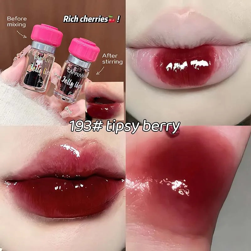 5Color Fruity Lip Tint Water Gloss Clear Tint Moisturizing Waterproof Liquid Lipstick Non-Stick High Pigment Long-Lasting Colors HIP 193