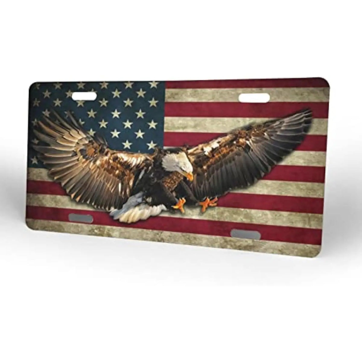 Eagle American Flag Aluminum License Plate – Patriotic Vanity Tag Decorative License Plate HIP