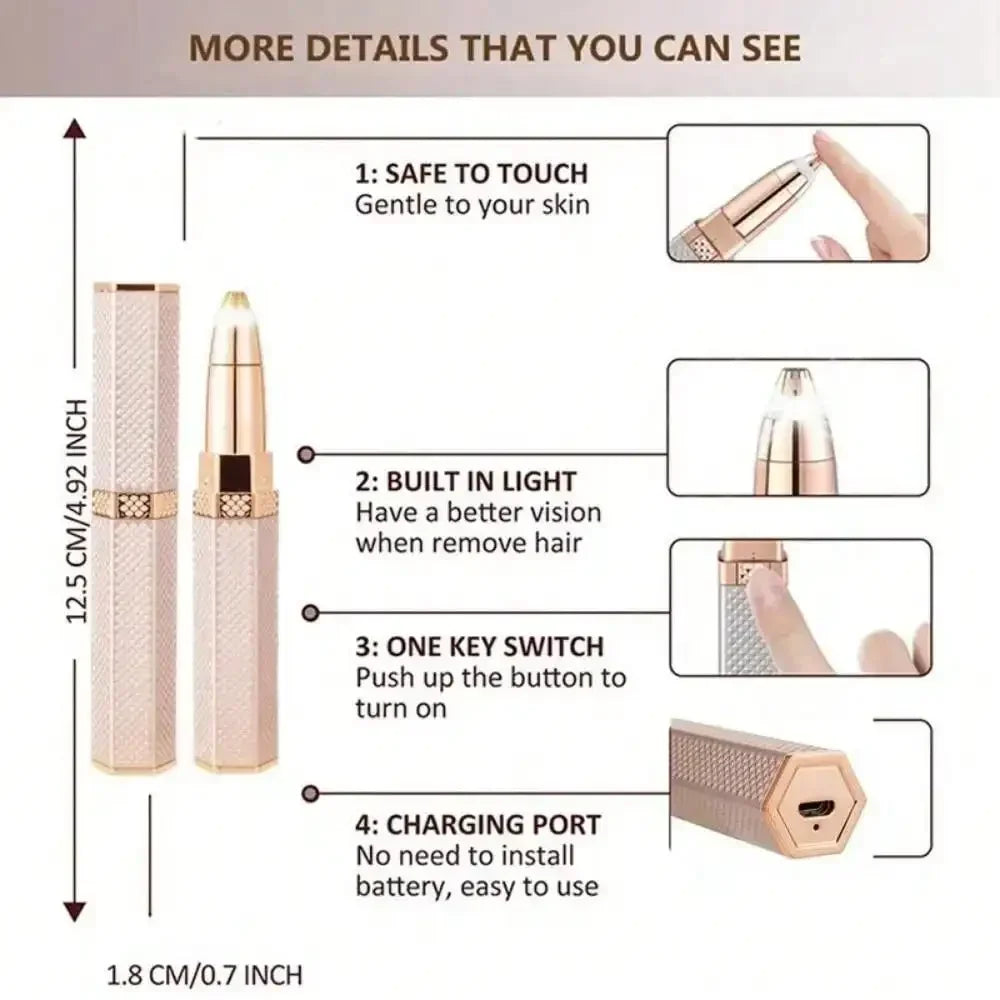 Electric Hair Remover & Eyebrow Trimmer for Women – Face & Body Electric Hair Epilator HIP