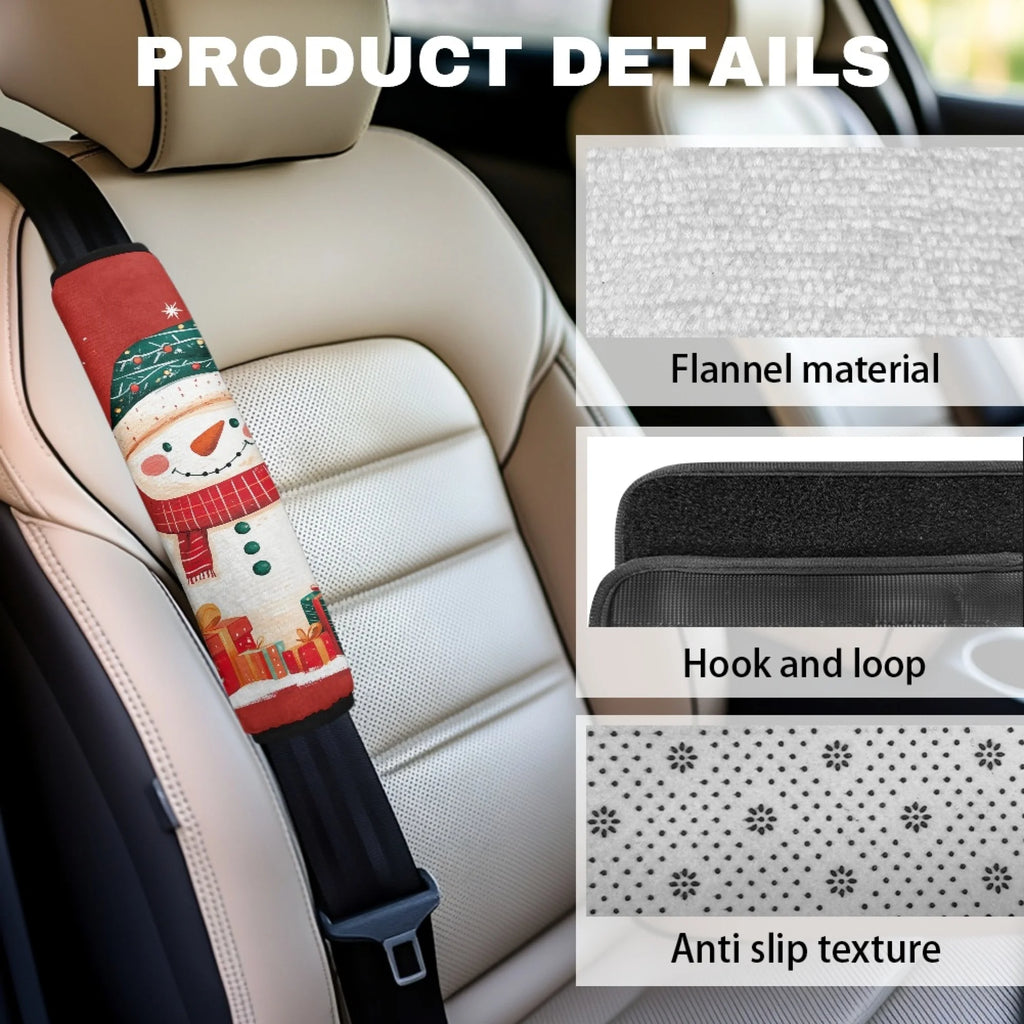 Snowman Car Seat Belt Cover Pads – 2-Pack Universal Fit Seat Belt Cover HIP