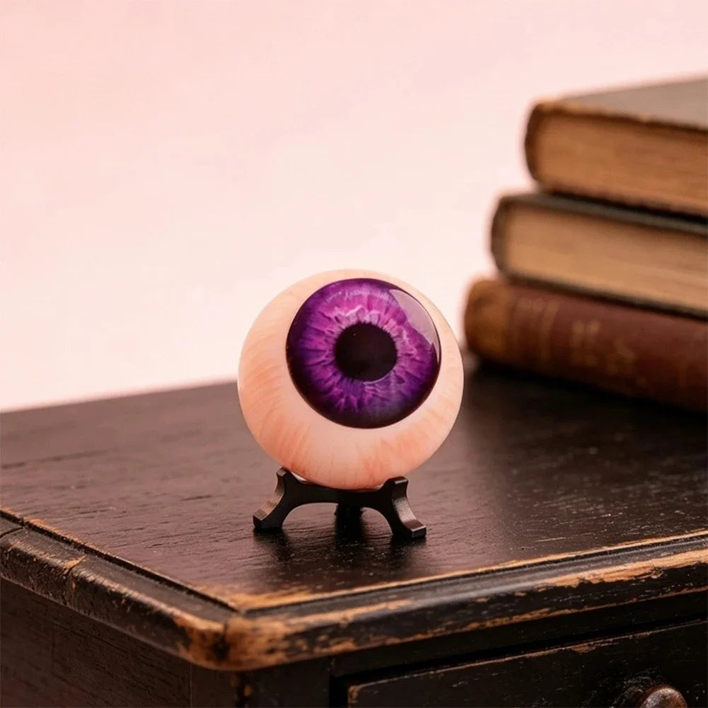 Gothic Creepy Purple Eyeball Realistic 3D Monster Human Eyeball Resin Figurine With Display Stand Desktop Home Ornament Decor HIP 01