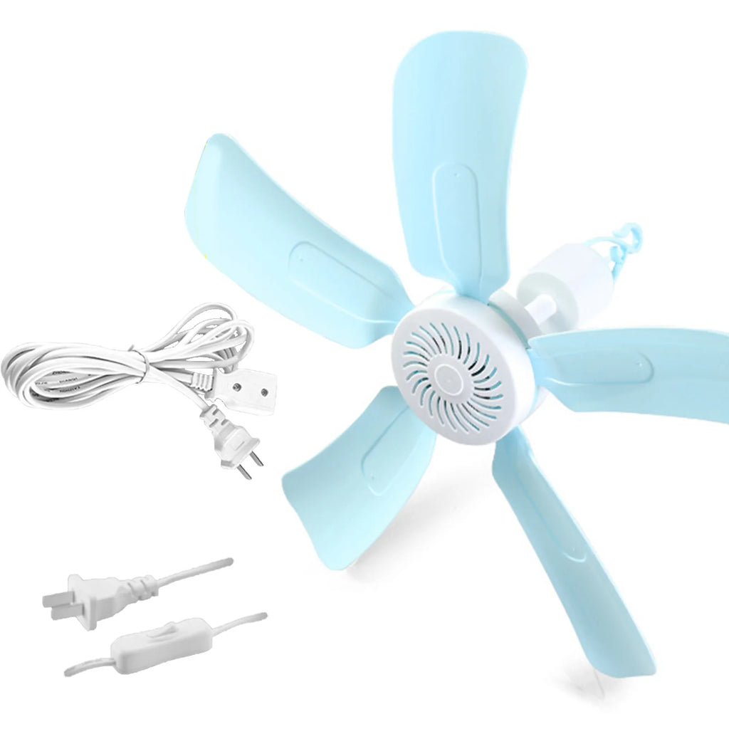 Ceiling Fan 5 Blade 3 Meters Cord Plastic Wall Mount Top Low Noise for Home Ceiling Fan Hanging Fan HIP Blue