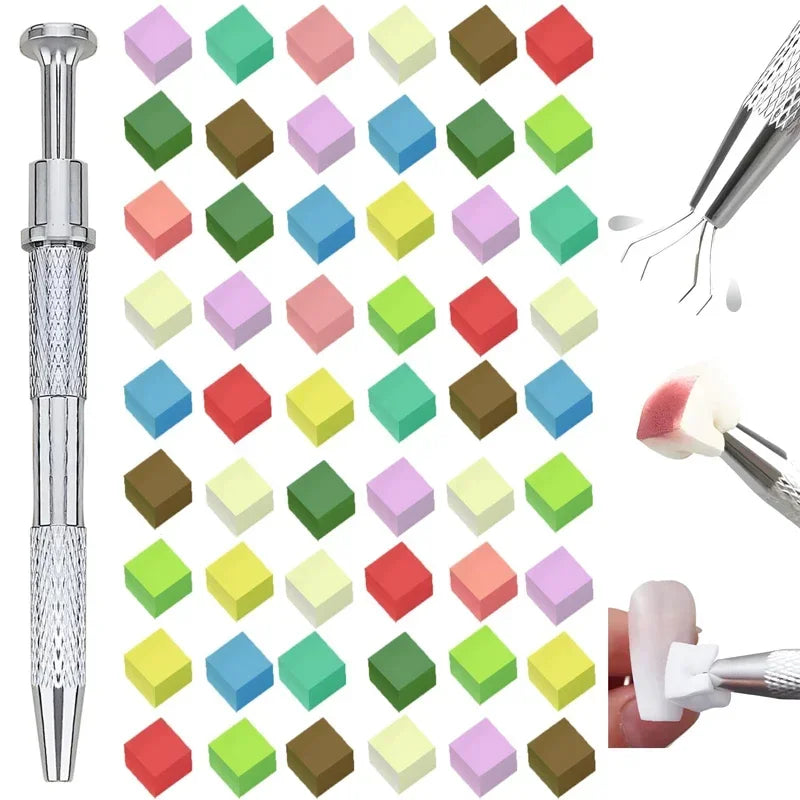 50Pcs Square Nail Art Sponge Set Gradient Nail Brushes Gel Polish Design Nail Sponge Grab Pen Manicure Supplies 229w HIP Color 100Pc And Tool