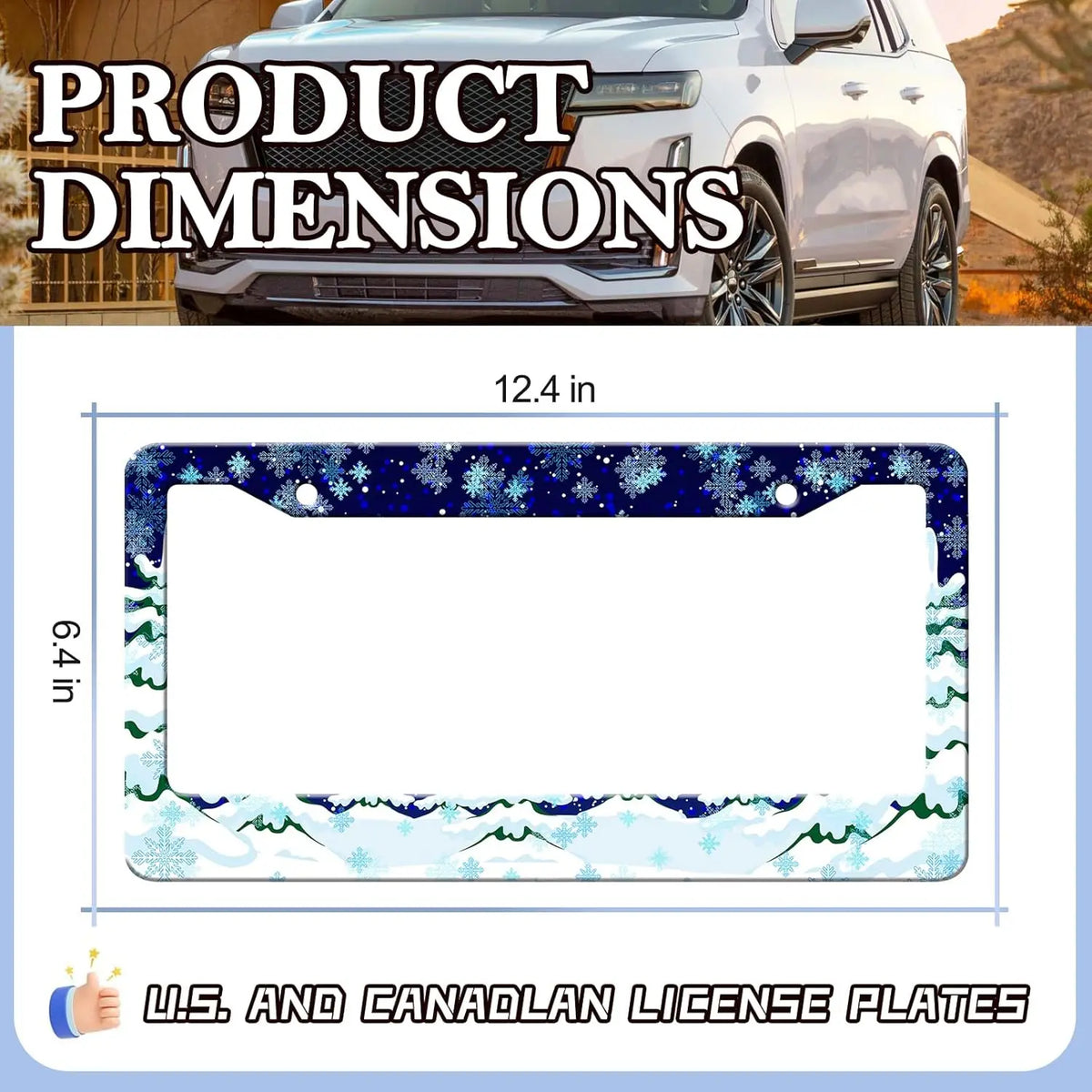 Christmas Snowflake License Plate Frames 2 Pack – Stainless Steel License Plate Frame HIP