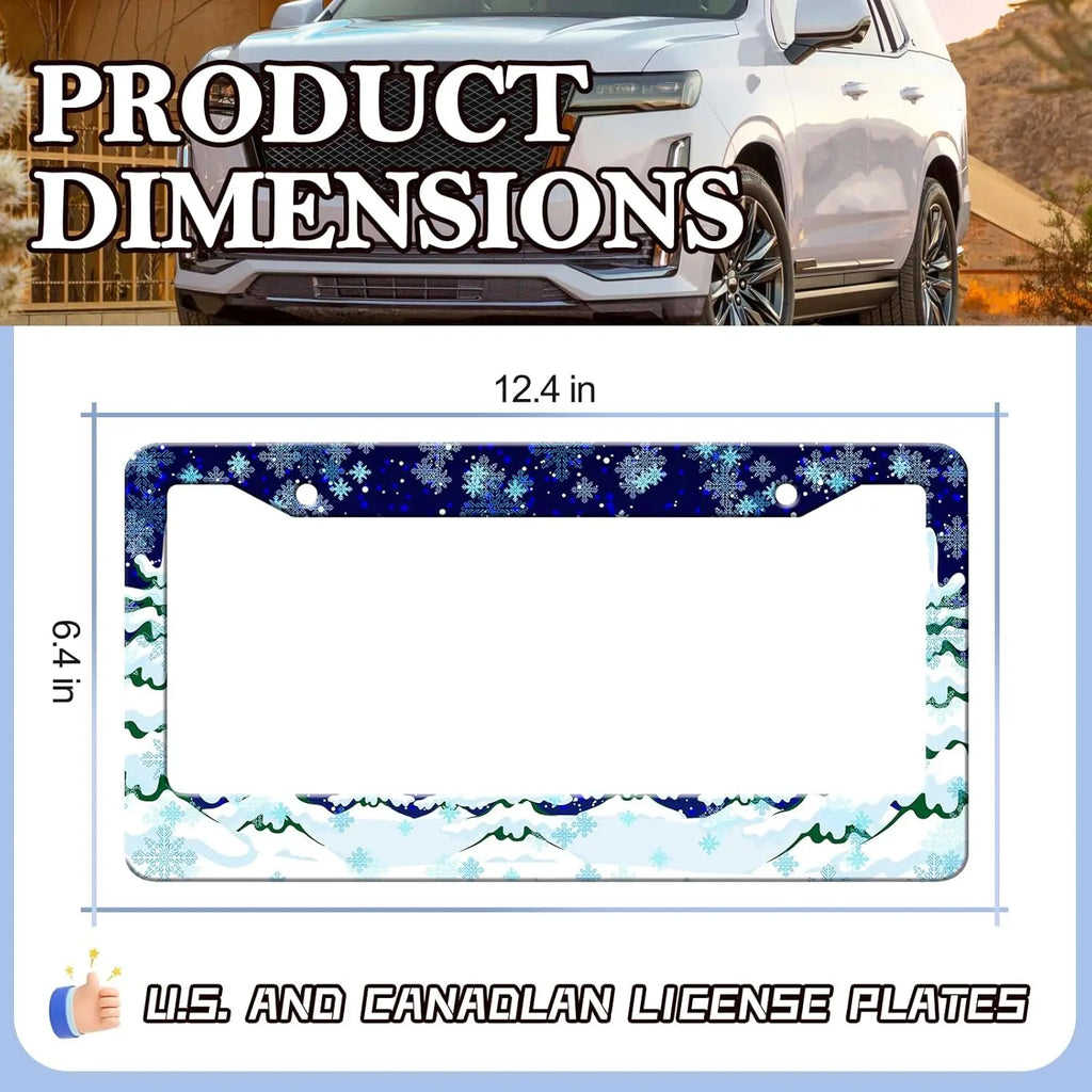 Christmas Snowflake License Plate Frames 2-Pack – Stainless Steel License Plate Frame HIP