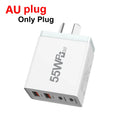 55W USB-C PD 20W Fast Wall Charger – EU/US/UK/AU Plug USB Wall Charger HIP AU plug--55W
