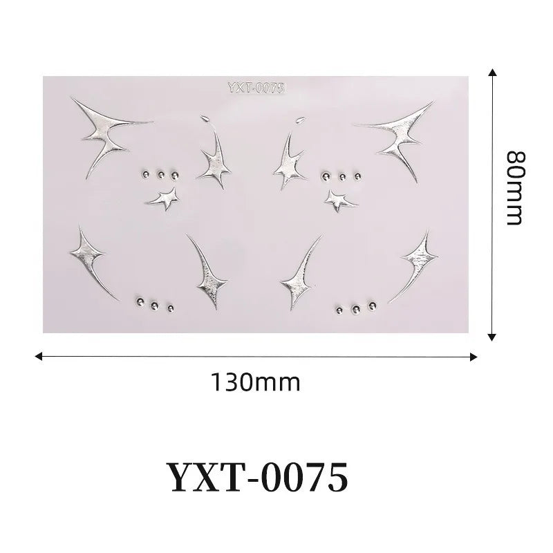 Silver Cosplay Eyelashes Eye Wing Tattoo Eyeliner Sticker Metal Facial Sticker Self Adhesive Face Decor Moon Star Tattoo Makeup HIP 0075